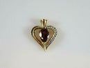 14K Yellow Gold Garnet & Diamond Accent Heart Pendant 2.5g