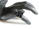Artisan Sterling Ring Black Polished Acid Washed Checkered Glass Size 6.75