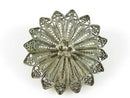 Old Sterling Silver Fancy Filigree Flower Brooch 1 1/2"