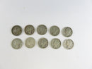 Lot of 10 Mercury Silver Dimes 90% Silver Mixed Dates Circulated Coins 90% silver coins circulated Mercury dimes