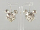 Mickey Mouse Head Repousse Sterling Silver 1" Drop Fishhook Earrings