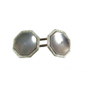 Antique Art Deco 10K Gold Single Park Roger Cufflink White Yellow MOP For Repurp
