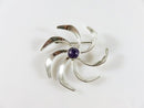 Taxco Mexico Vintage Modernist Pinwheel Cabochon Amethyst Sterling JH Brooch