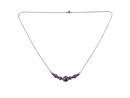 17 3/4" Sterling Silver Necklace with 6 Round Polished Amethyst and Sterling Bal