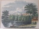 1855 Trinity College, Hartford Connecticut Hand Colored Woodblock Engraving