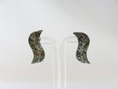 Vintage Modernist Wavy Abalone & Sterling G Taxco Mexico Silver Screw Back Earrings