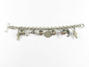 Vintage 8 1/4" Han 925 Rolo Link Chain Toggle Bracelet with Charms Heavy 37 Gram