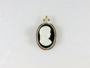 14K Yellow Gold Vintage Pendant with Carved Opal Cameo on Black Onyx