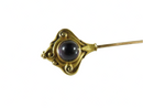 Antique 14K Etruscan Style Amethyst Cabochon Extra-Long 8" Hat Pin