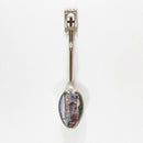 Vintage 800 Silver Spoon Hand Painted Enamel Genova E Piazza Aquaverde