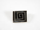Vintage 3D Sterling Silver Modernist Spiraling Geometric Rectangle Brooch Pendant Old Mexico Silver
