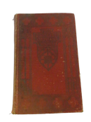 Front cover of English Orphans, a worn red cloth hardcover with a dark central decorative design.