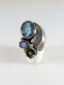 Lovely Opal Doublet Sterling Silver Native American Style Statement Ring Sz 7.25
