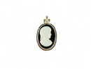 14K Yellow Gold Vintage Pendant with Carved Opal Cameo on Black Onyx