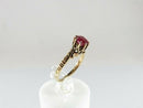 Victorian 14K Gold Ruby Engagement Ring Antique Prong Setting Engraved Date c.1887 Size 4.25