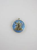 Saint Benedict Blue Enamel 925 Silver Religious Medal Charm – Petite Vintage Pendant