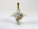 Hand Painted Japan Miniature Gold Gilt Wedding Basket Porcelain Ceramic Miniature