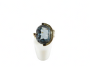 14K Gold Ring with Lab Created Blue Topaz Floating Solitaire Design Size 6.5