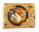 Double Horse Tooled Saddle Lambskin Tool O Matic Wallet Original Hess Brothers G