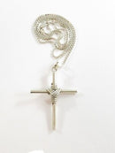 Vintage Sterling Wire Wrapped Post Form Christian Cross with 24" Box Chain Neckl