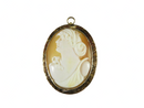 10K Etched Gold Shell Cameo Brooch Pendant (Repair Needed)
