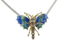 Victorian Butterfly Necklace – 14K Gold, Sterling, Enamel, Rose & Table Cut Diamonds, c.1860 - Conversion