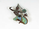 Vintage Siam Sterling Enameled Goddess Mekkala Brooch Pin Circa 1946-48