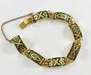 Lovely Vintage Toledo Style Damascene Curved Panel Bracelet With Safety Chain 6