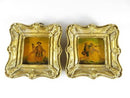Victorian Hand Painted Ceramic Tile Miniature Painting Original Gilt Gilt Frames