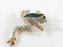 Vintage Sparkling Roman Tree Frog Brooch with Rhinestones and Enamel 1 3/4" Wide