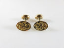 Edwardian Gold Filled Oval Scrolling Design Solid Curved Bean-Back Cufflinks