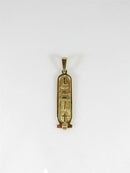18K Gold Egyptian “Betty” Cartouche Pendant with Ankh & Hieroglyphs, 4.3g