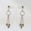 Artisan Modernist Ball & Rod Dangling Earring Set Hand Worked  Sterling Silver P