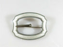 Antique Sterling Fancy Scallop Guilloché Enamel Buckle Sash Scarf Brooch