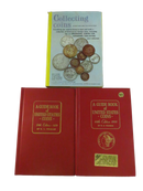 Three-book coin collecting lot showing Collecting Coins by Saul Jacobs above 1981 and 1991 editions of A Guide Book of United States Coins by R. S. Yeoman.