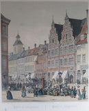 Parlie at Amagertorv Color Lithograph I W Tegner & Kittendorff Hemrich Hansen