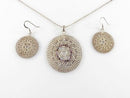 Designer Quality Sterling Silver Ball Necklace & Ball Mesh Pendant and Earring S