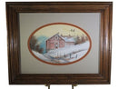 Winter Barn & Flying Canadian Geese Original Watercolor by Thomas C Green (Shane