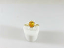 Vintage 14K Gold Fire Opal Solitaire Ring with Translucent Orange Cabochon Size 4.75