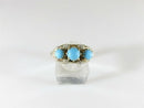 Antique 14K Gold Filigree Ring with Turquoise Cabochons and Diamond Accents Art Nouveau Era