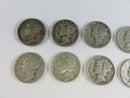 Lot of 10 Mercury Silver Dimes 90% Silver Mixed Dates Circulated Coins 90% silver coins circulated Mercury dimes