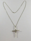 Vintage Sterling Wire Wrapped Post Form Christian Cross with 24" Box Chain Neckl