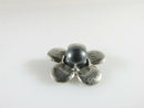 Vintage Designer Flower & Hematite Ball Center Sterling Silver Pendant 7/8"