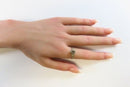 Vintage Oval Blue Glass Solitaire Sterling Silver Petite Ring Size 7