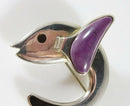 Beautiful Taxco 950 Silver Flying Fish Black Inlay and Purple Stone TR-115
