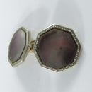 Antique Art Deco 10K Gold Single Park Roger Cufflink White Yellow MOP For Repurp