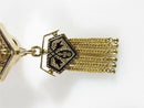 Victorian 10K Yellow Gold Pendant Slide with Seed Pearls & Black Enamel Dangle Design