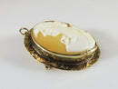 10K Etched Gold Shell Cameo Brooch Pendant (Repair Needed)