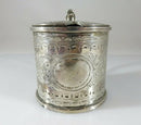 Rare Antique Sterling Silver Etched Mustard Pot 1877 by Robert Harper London