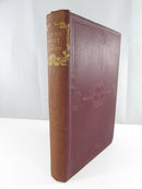 Angled view of maroon cloth Oliver Twist hardcover showing gilt-decorated spine and blind-stamped front board.